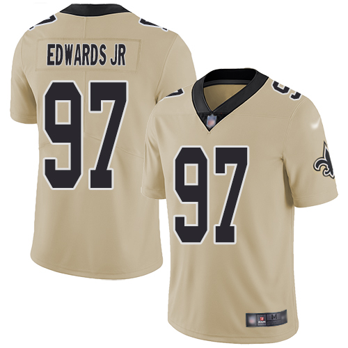 Men New Orleans Saints Limited Gold Mario Edwards Jr Jersey NFL Football #97 Inverted Legend Jersey